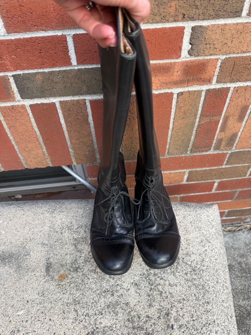 Tall Black Leather Riding-Style Heeled Boots - Picture 4 of 8